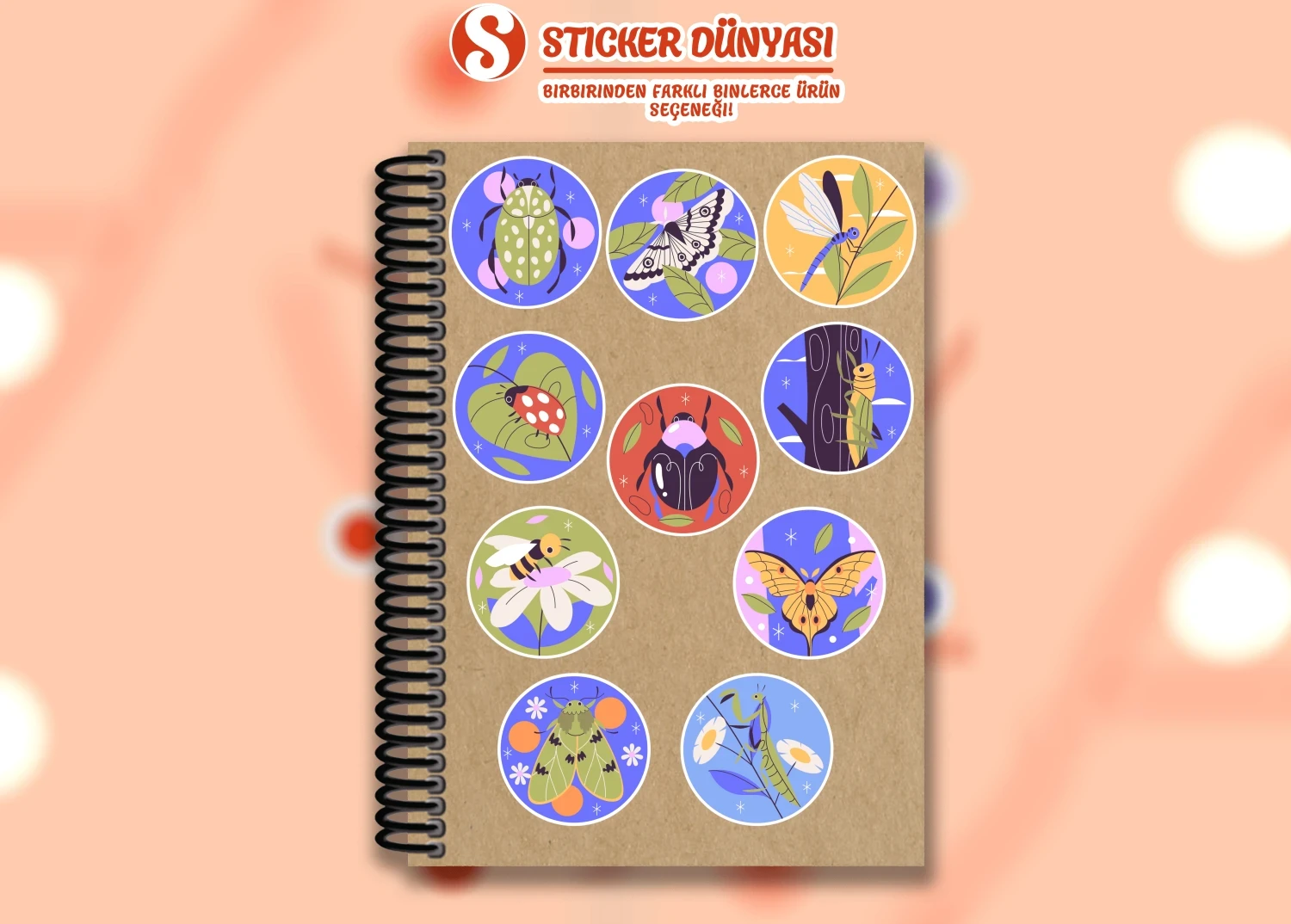 Böcek Türleri Temalı Sticker Koleksiyonu (Böcek2)