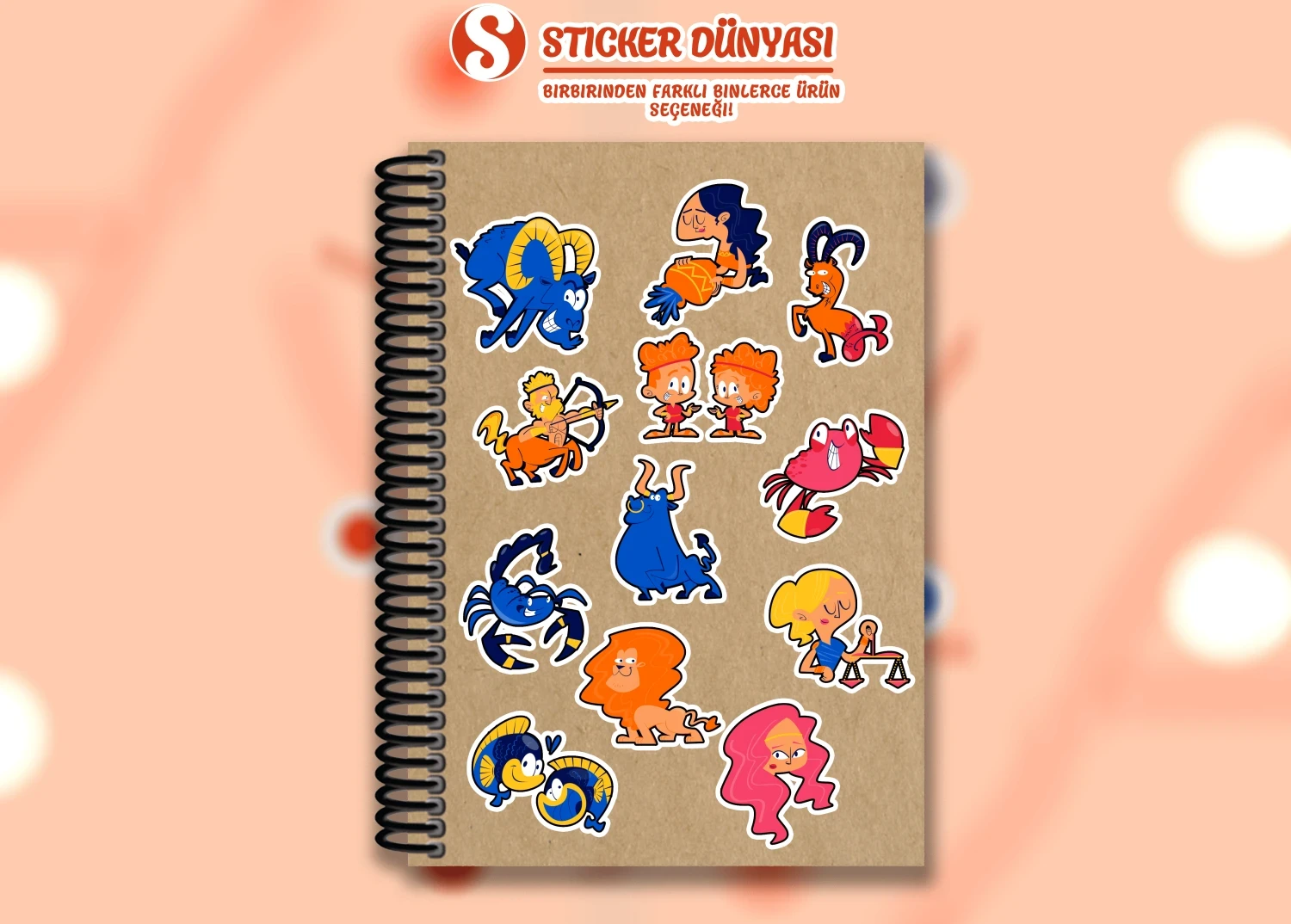 Burçlar Temalı Renkli Sticker Kalıbı (Renkli-Burçlar2)