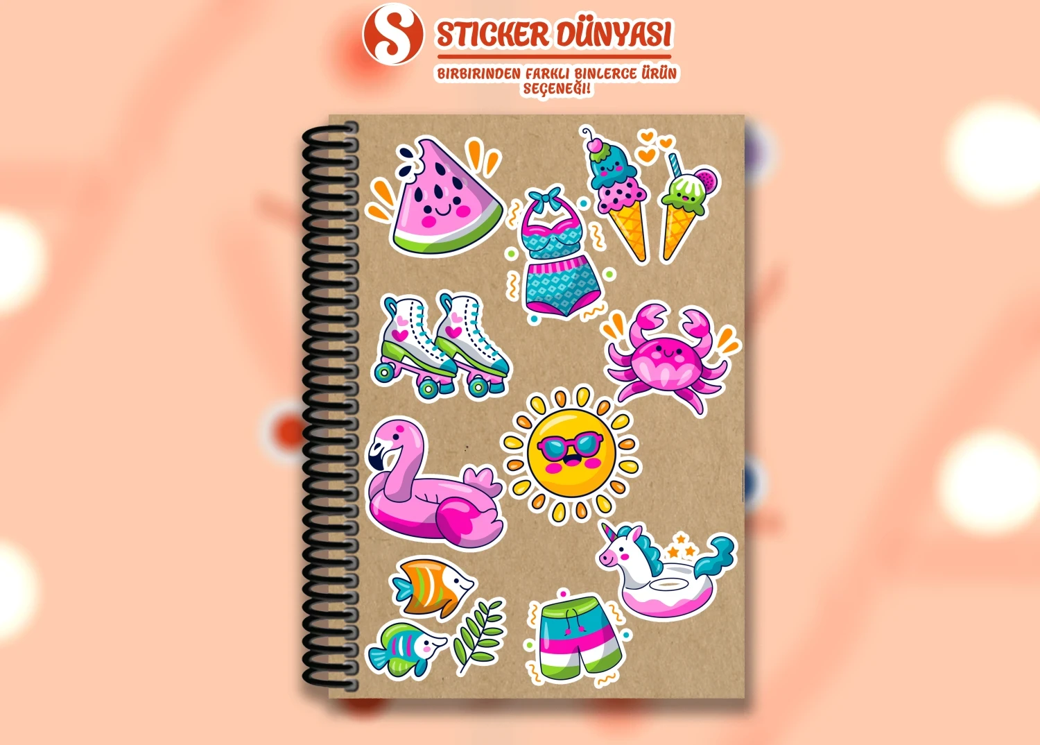 Eğlenceli Yaz Mevsimi Temalı Sticker Koleksiyonu (Yaz2)