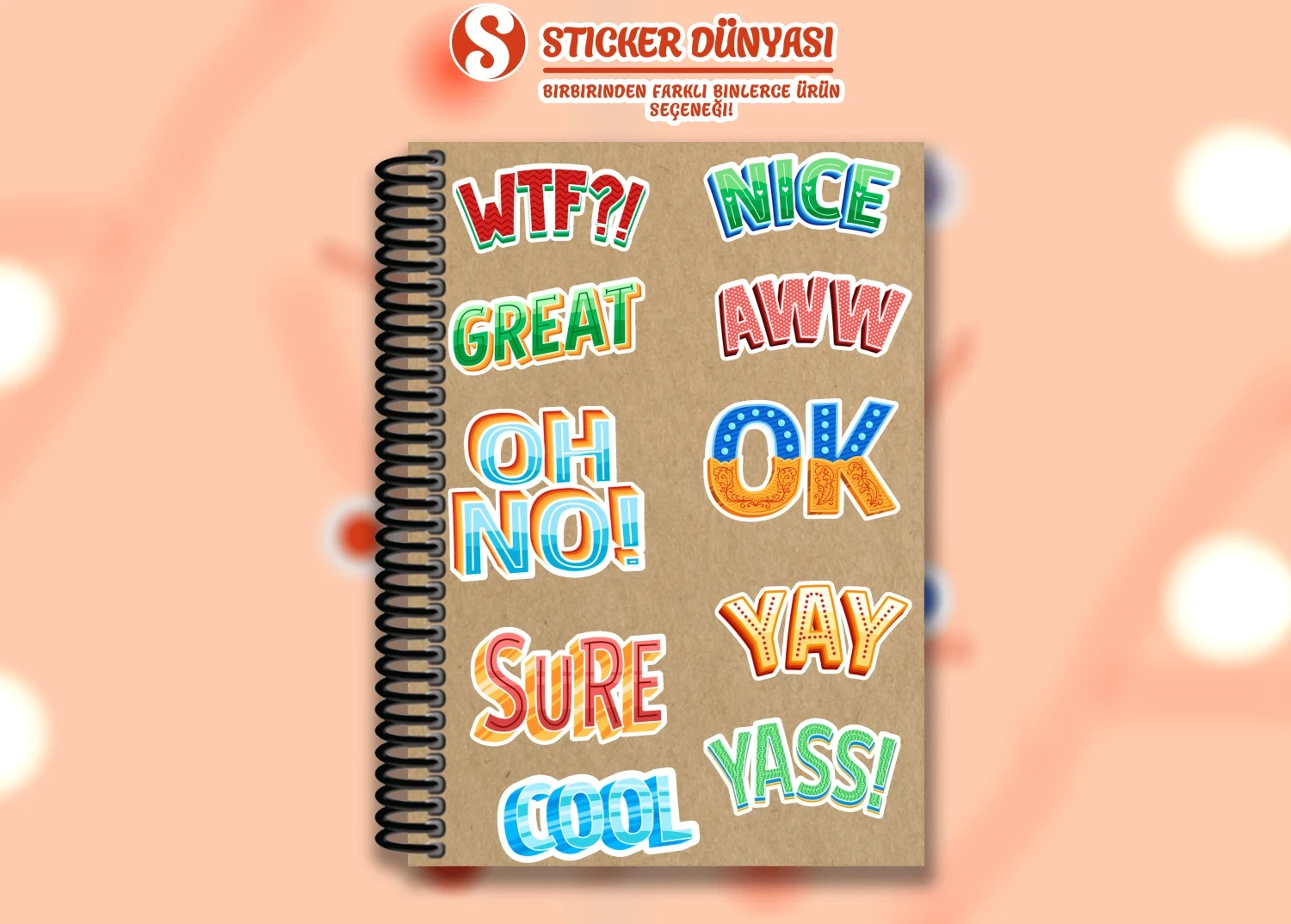 İngilizce Eğlenceli Tepki Temalı Yazı Sticker Koleksiyonu (Tepki3)