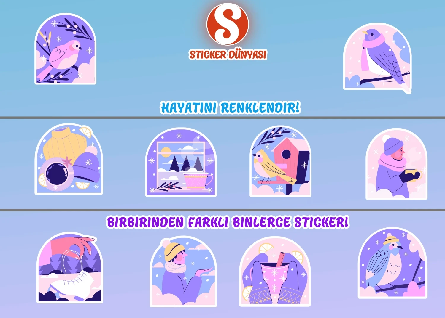 Kış Ayı Temalı Sticker Koleksiyonu (Kış1) görsel 2