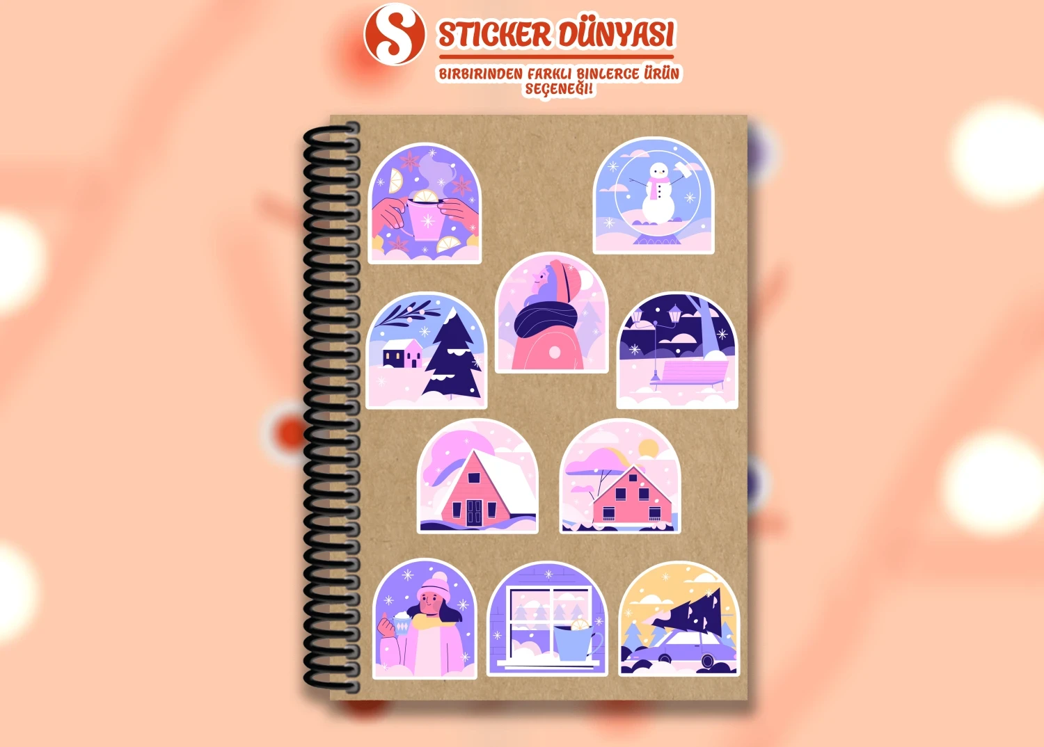 Kış Ayı Temalı Sticker Koleksiyonu (Kış2)