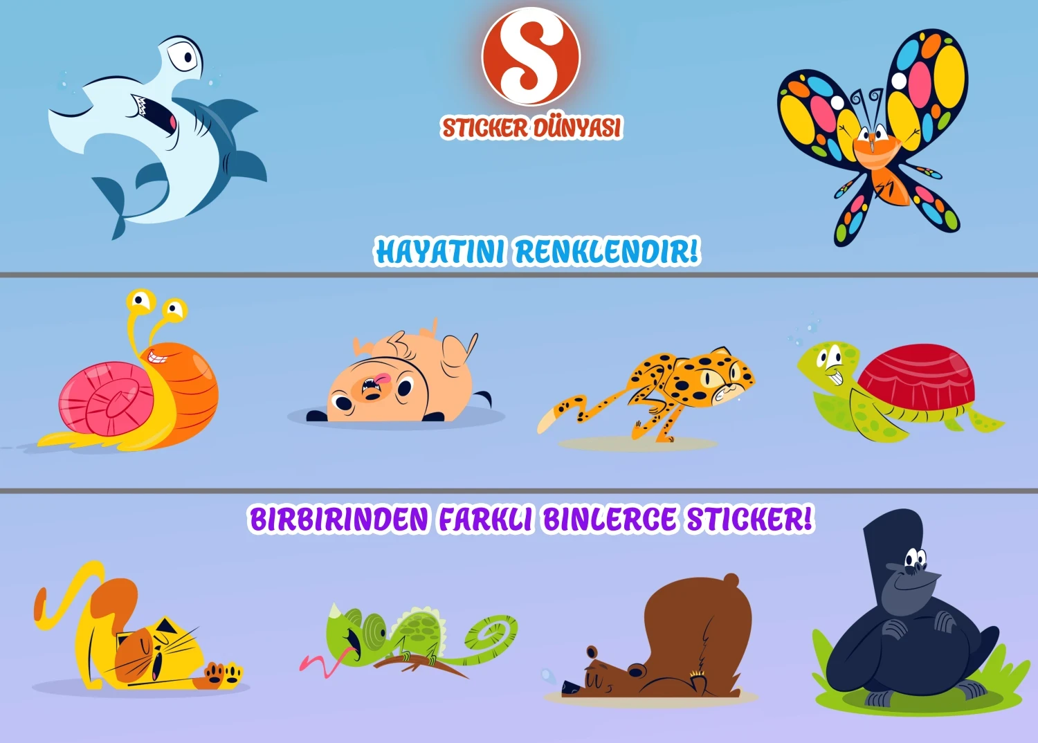 Komik Hayvanlar Temalı Sticker Koleksiyonu (Komik-Hayvanlar2) görsel 2