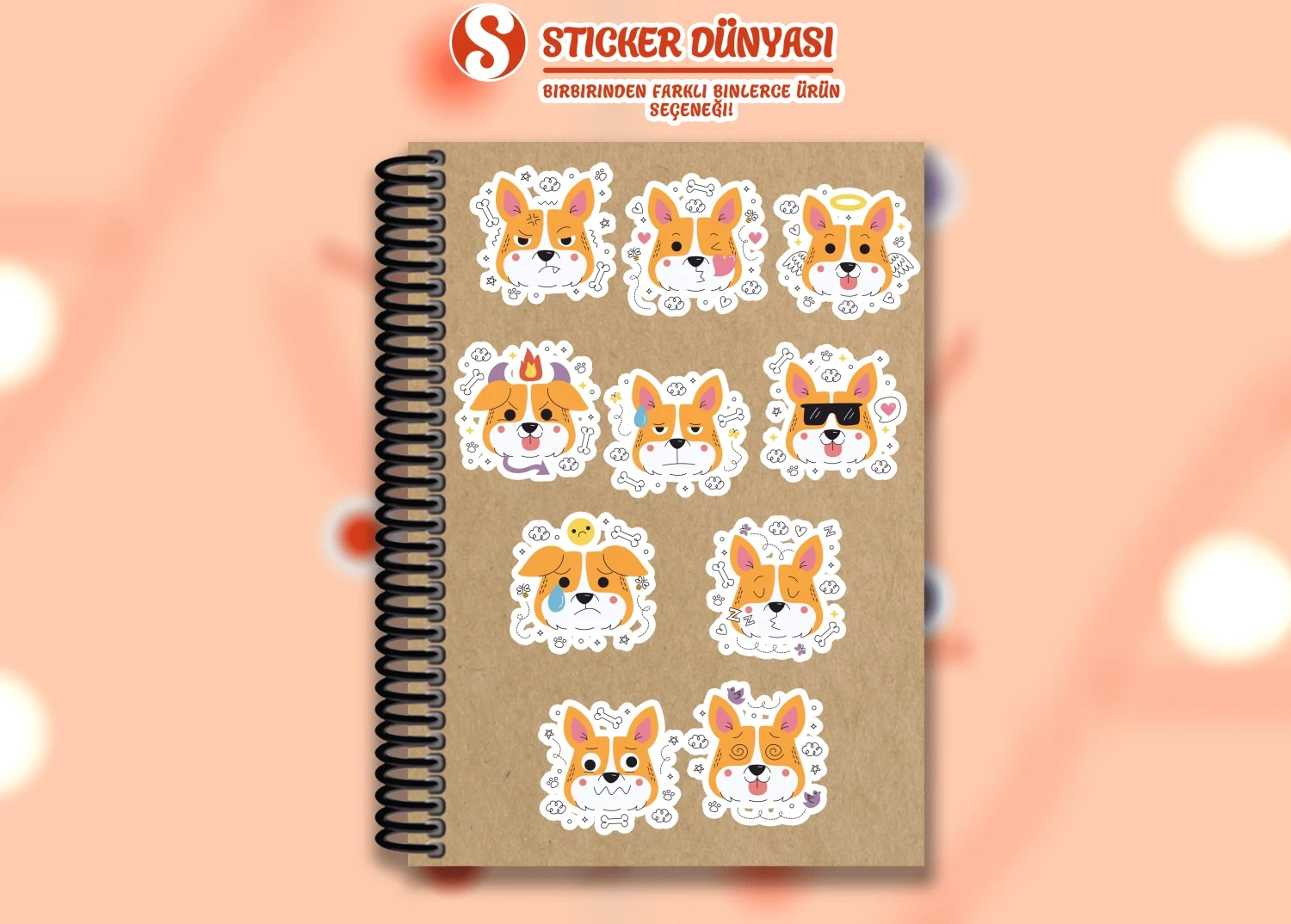 Köpek Emoji Temalı Sticker Koleksiyonu (Köpek-Emoji1)
