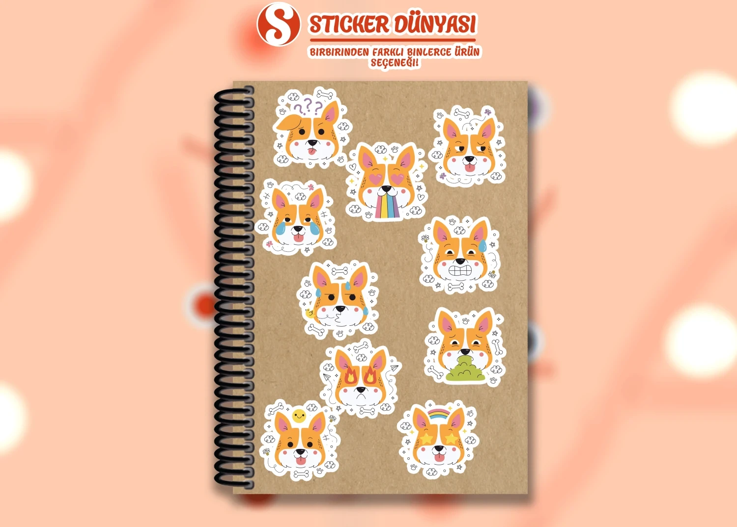 Köpek Emoji Temalı Sticker Koleksiyonu (Köpek-Emoji2)