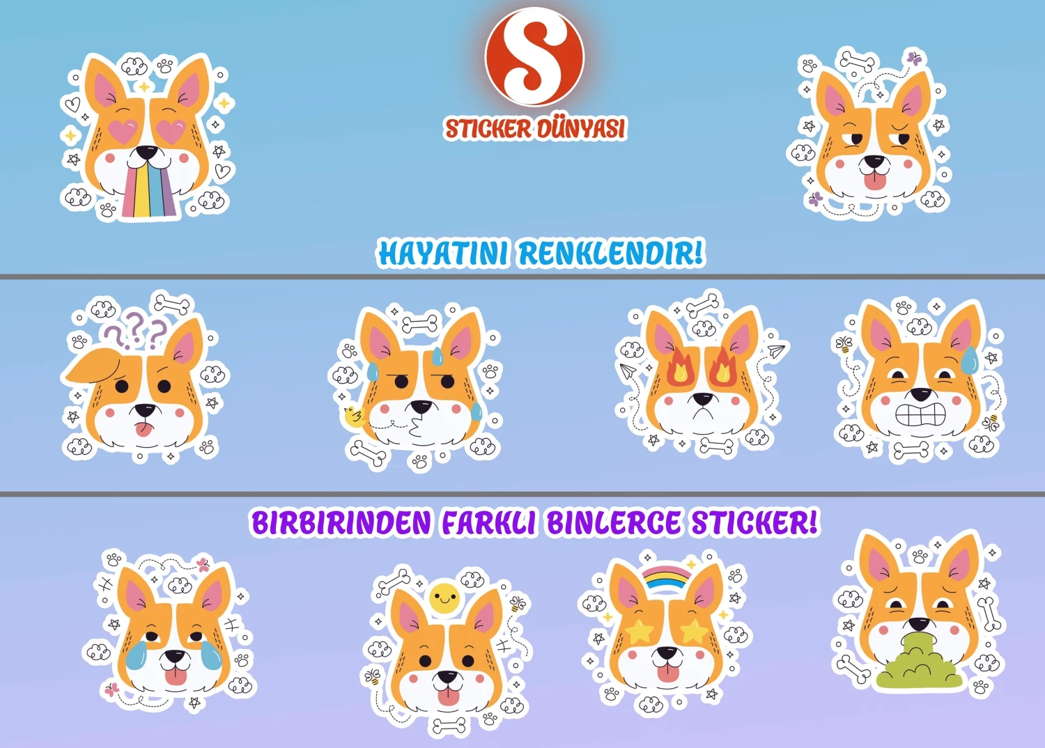 Köpek Emoji Temalı Sticker Koleksiyonu (Köpek-Emoji2) görsel 2