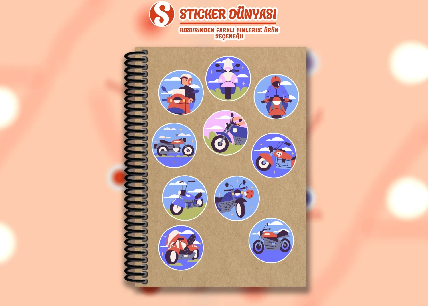 Motorsiklet Temalı Sticker Koleksiyonu (Motorsiklet1)