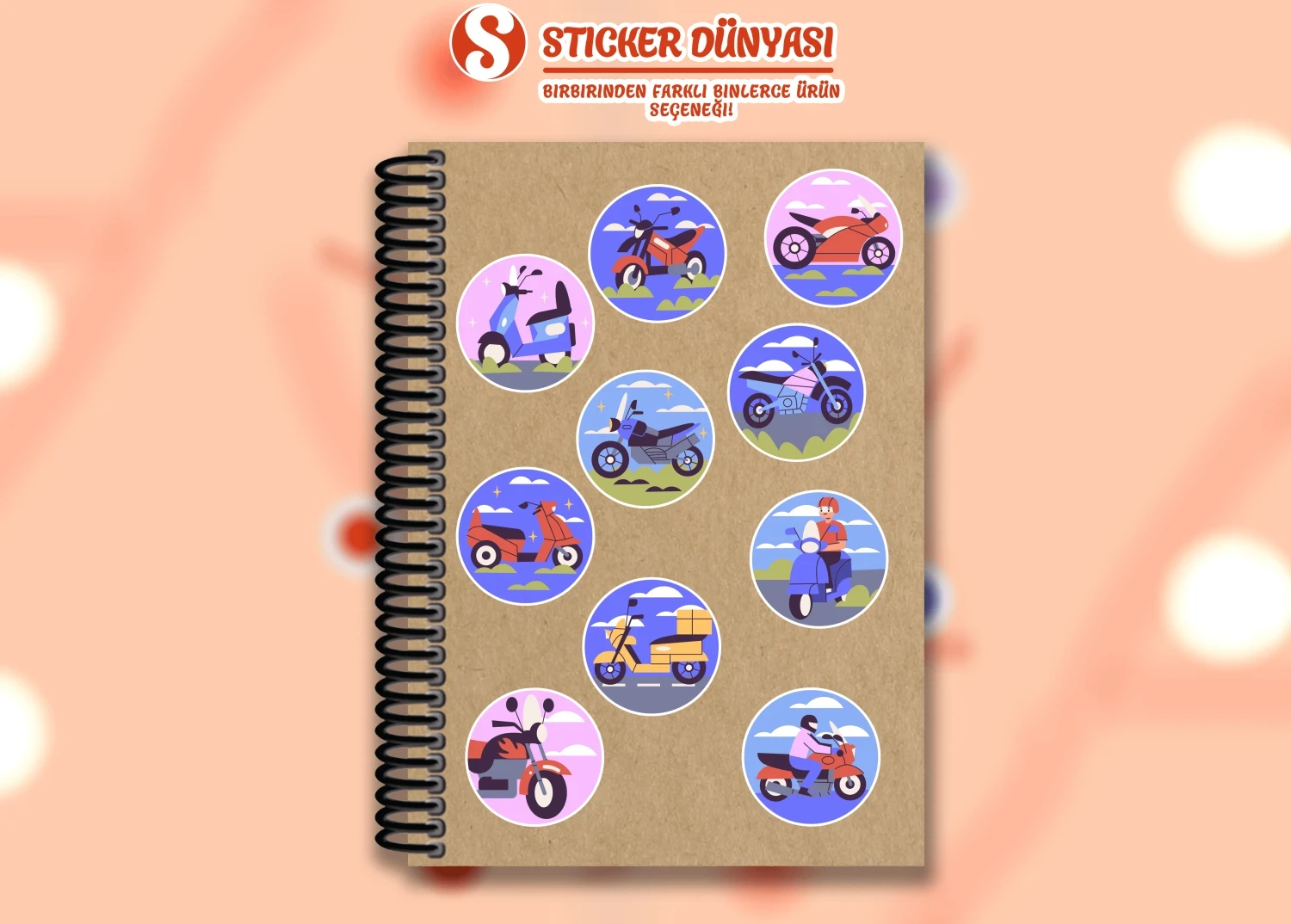 Motorsiklet Temalı Sticker Koleksiyonu (Motorsiklet2)