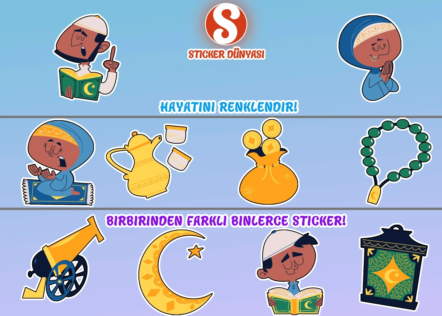 Müslüman Din Temalı Sticker Koleksiyonu (Müslüman1) görsel 2