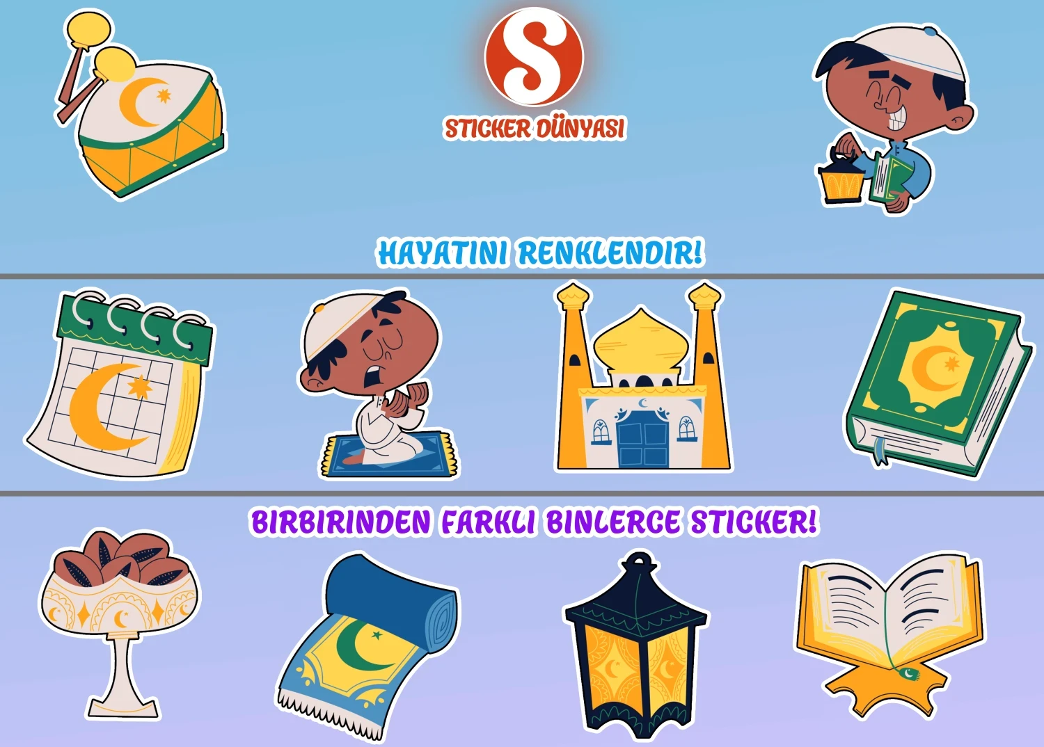 Müslüman Din Temalı Sticker Koleksiyonu (Müslüman2) görsel 2
