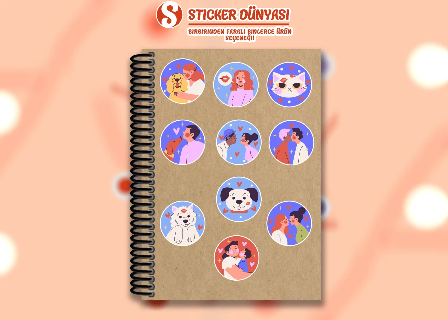 Sevgi ve Öpücük Temalı Sticker Koleksiyonu (Öpücük2)