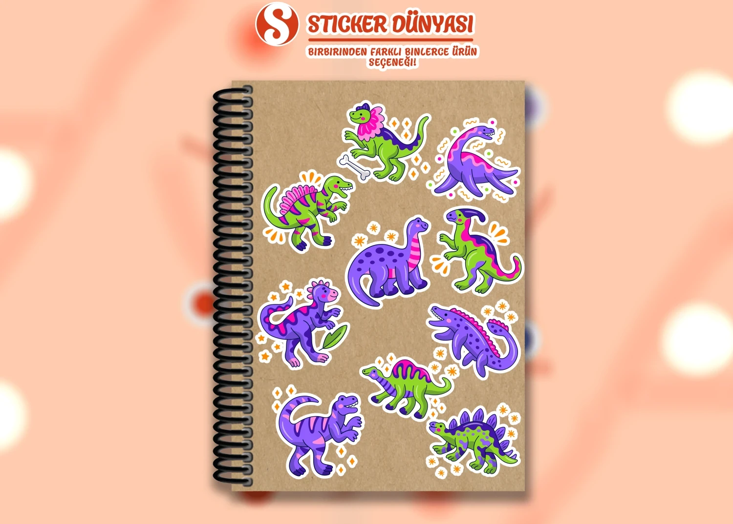 Sevimli Dinozor Temalı Sticker Koleksiyonu (Dinozor1)