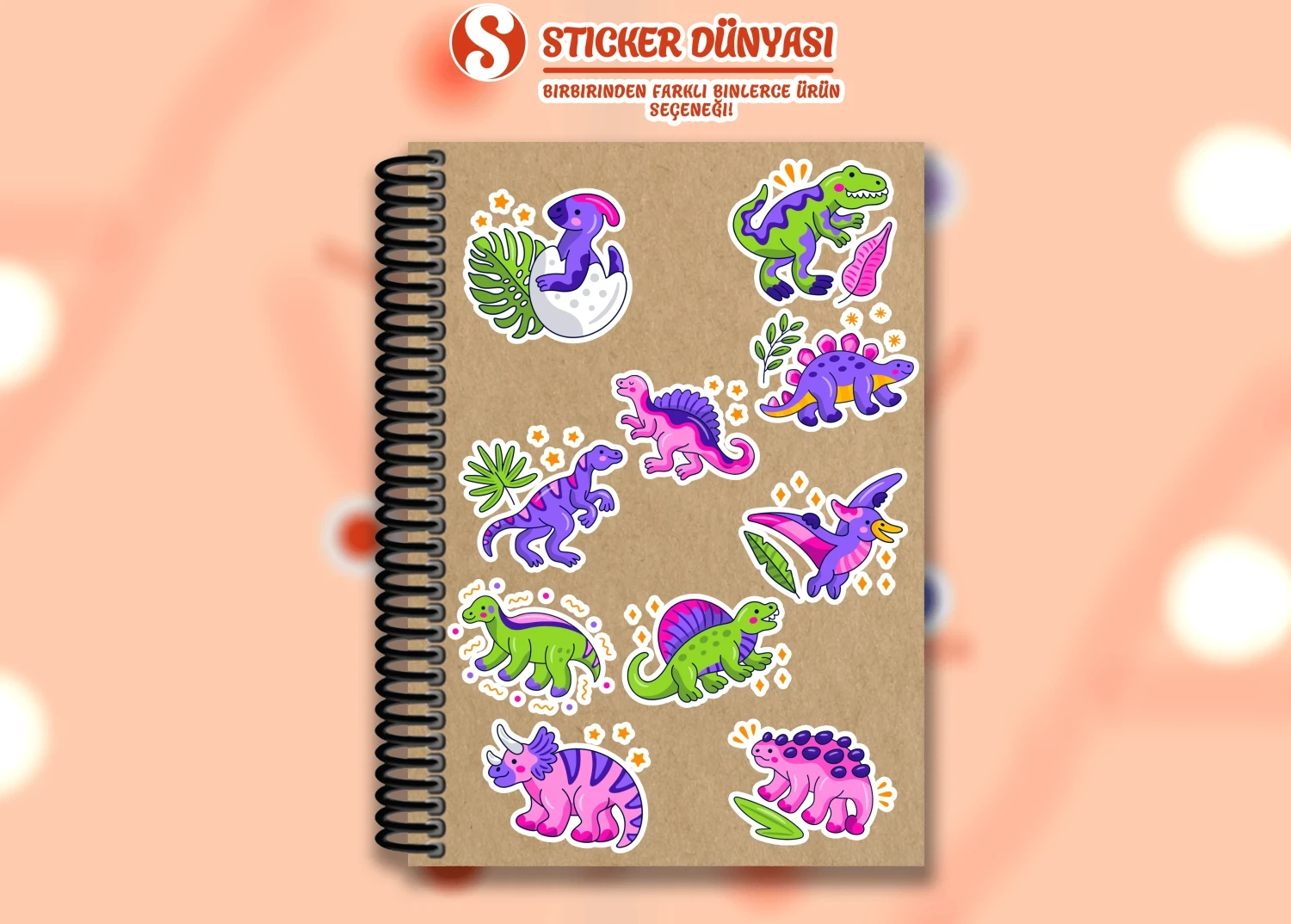 Sevimli Dinozor Temalı Sticker Koleksiyonu (Dinozor2)