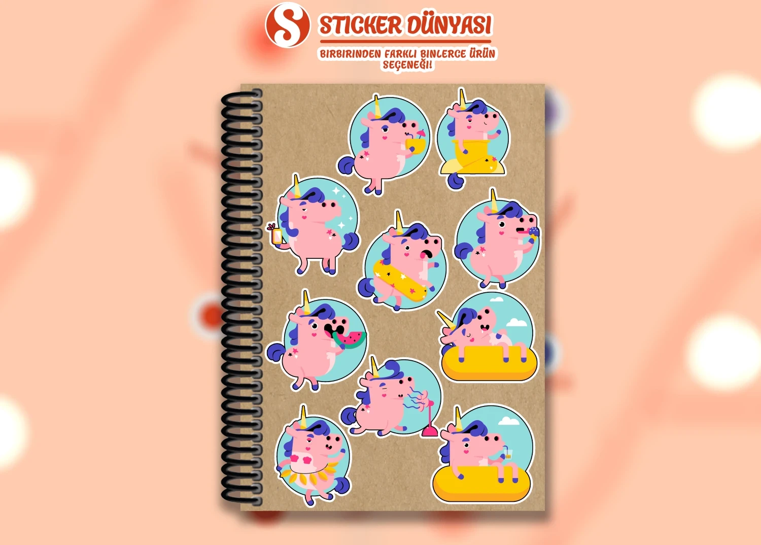 Tatlı Minik Unicorn Temalı Sticker Koleksiyonu (Unicorn2)