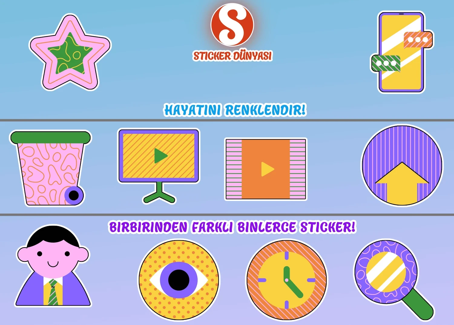 Teknoloji ve Sosyal Medya Temalı Sticker Koleksiyonu (Sosyal1) görsel 2