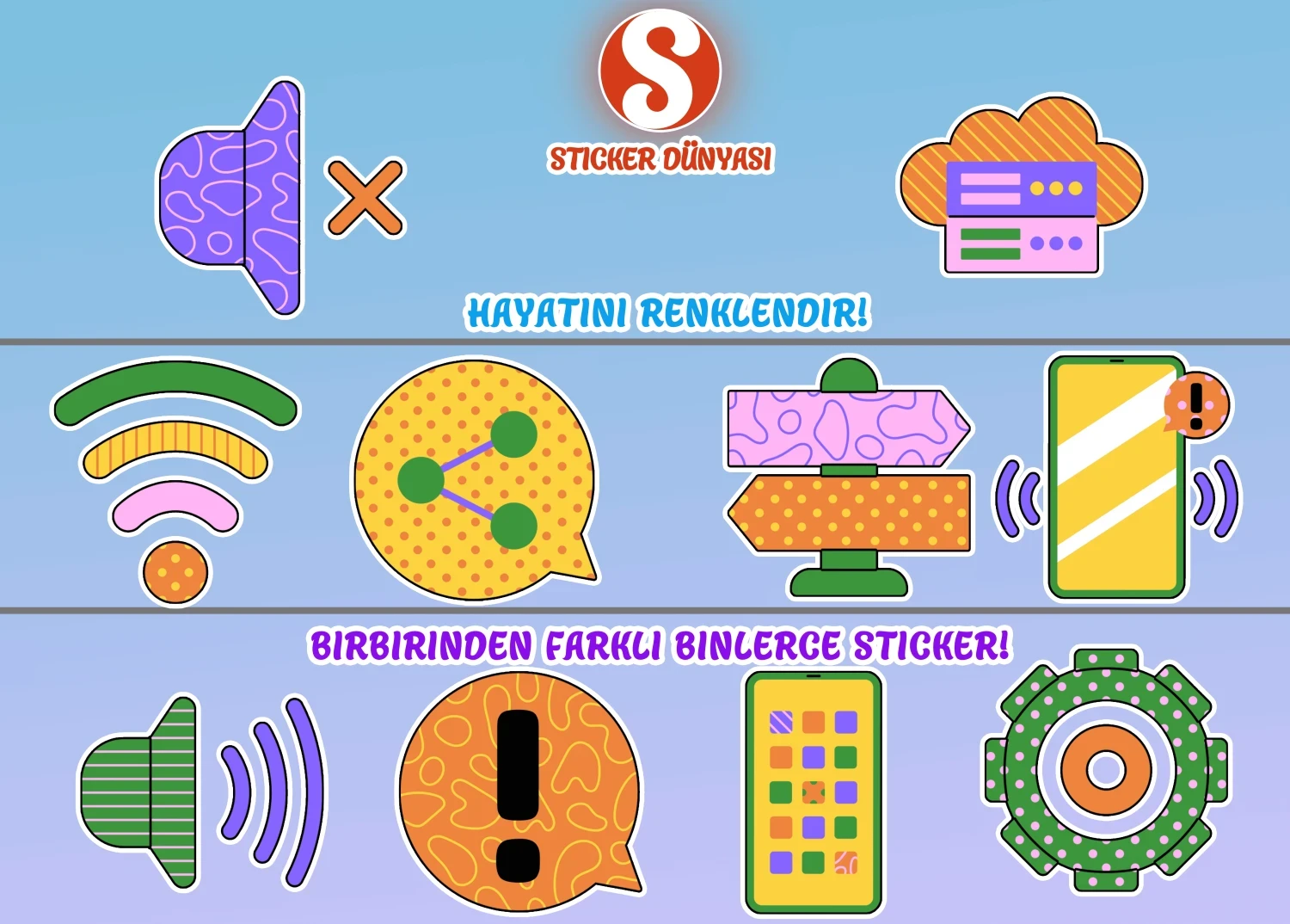 Teknoloji ve Sosyal Medya Temalı Sticker Koleksiyonu (Sosyal2) görsel 2