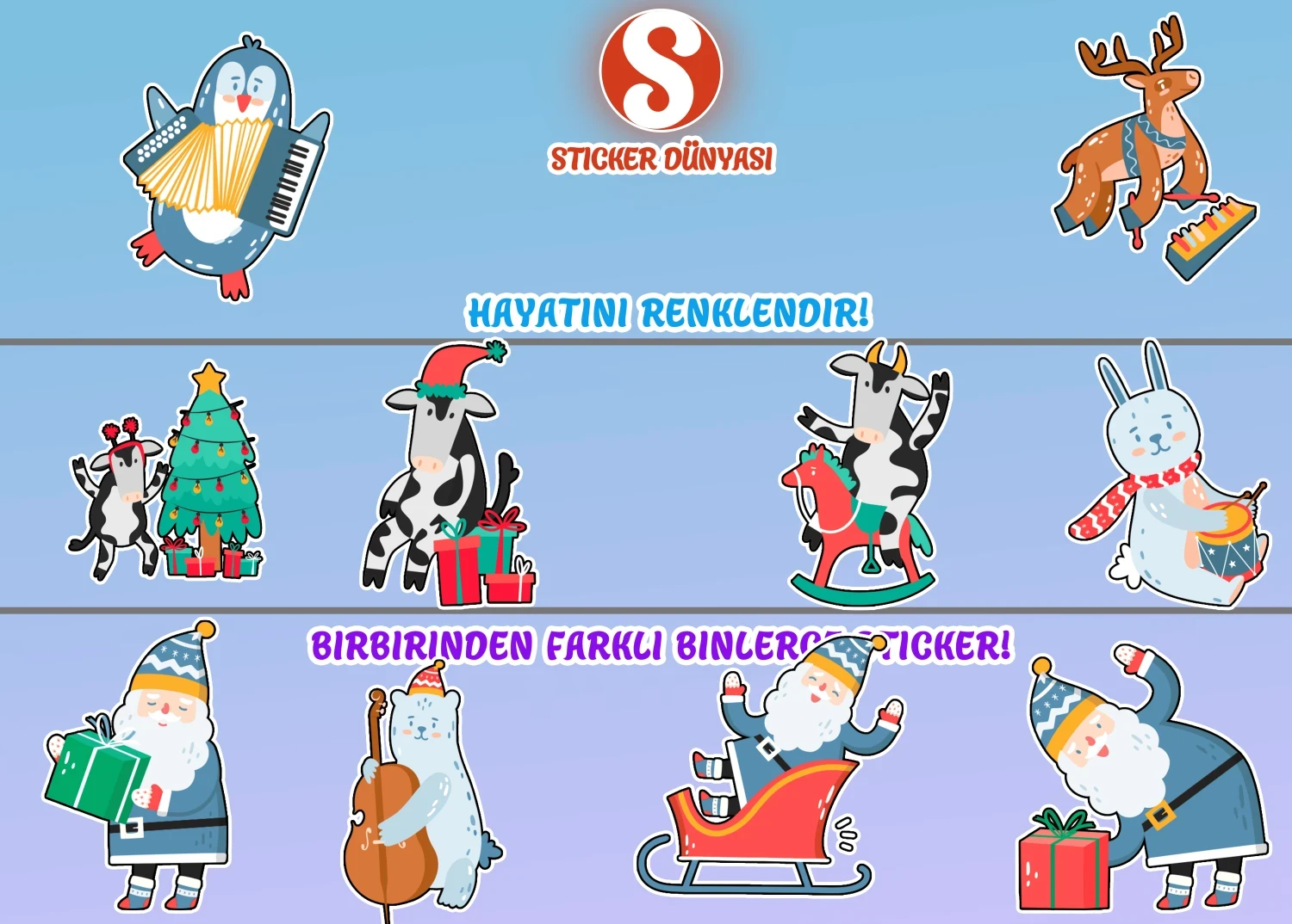 Yılbaşı Yeniyıl Temalı Sticker Koleksiyonu (Yılbaşı2) görsel 2