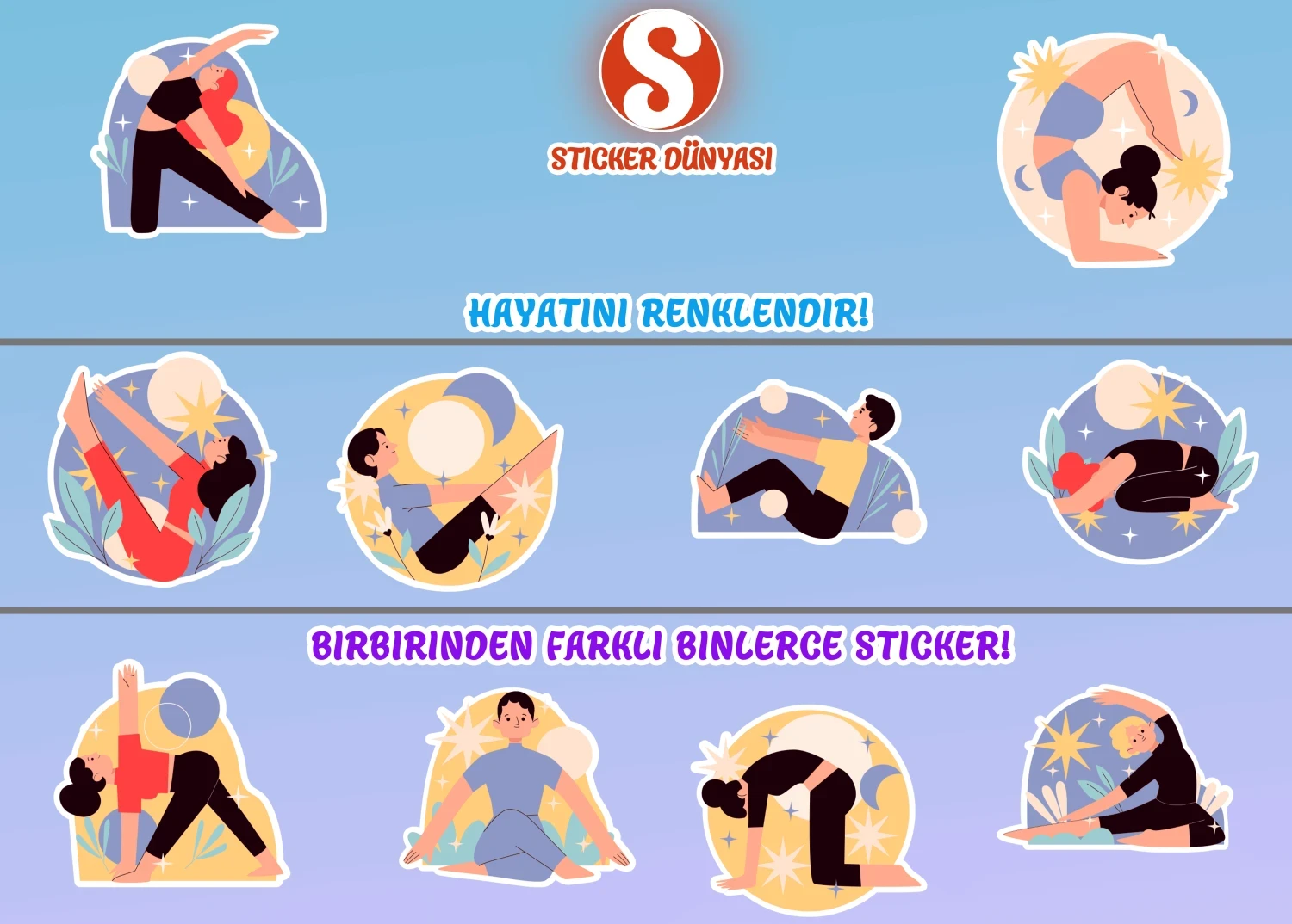 Yoga ve Meditasyon Temalı Sticker Kalıbı (Yoga-M.1) görsel 2