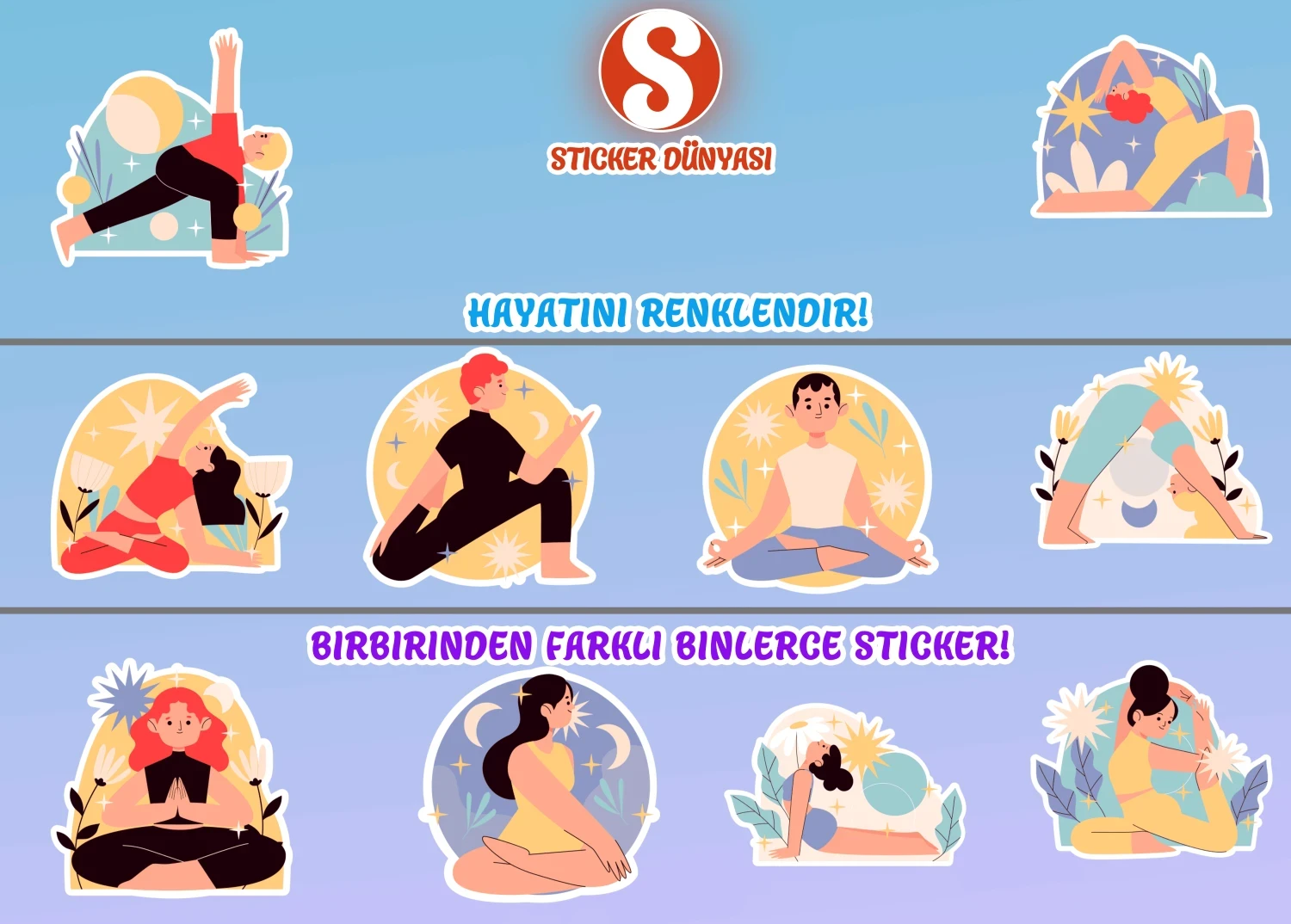 Yoga ve Meditasyon Temalı Sticker Kalıbı (Yoga-M.2) görsel 2