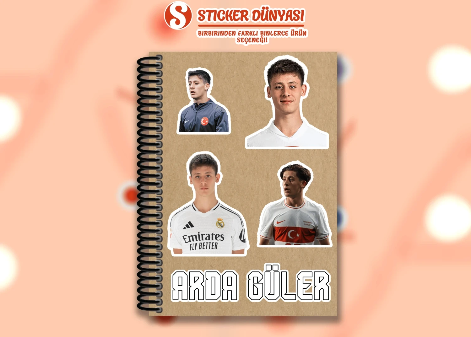 Arda Güler 10 Futbolcu Desen Sticker Koleksiyonu (Arda-Guler1)