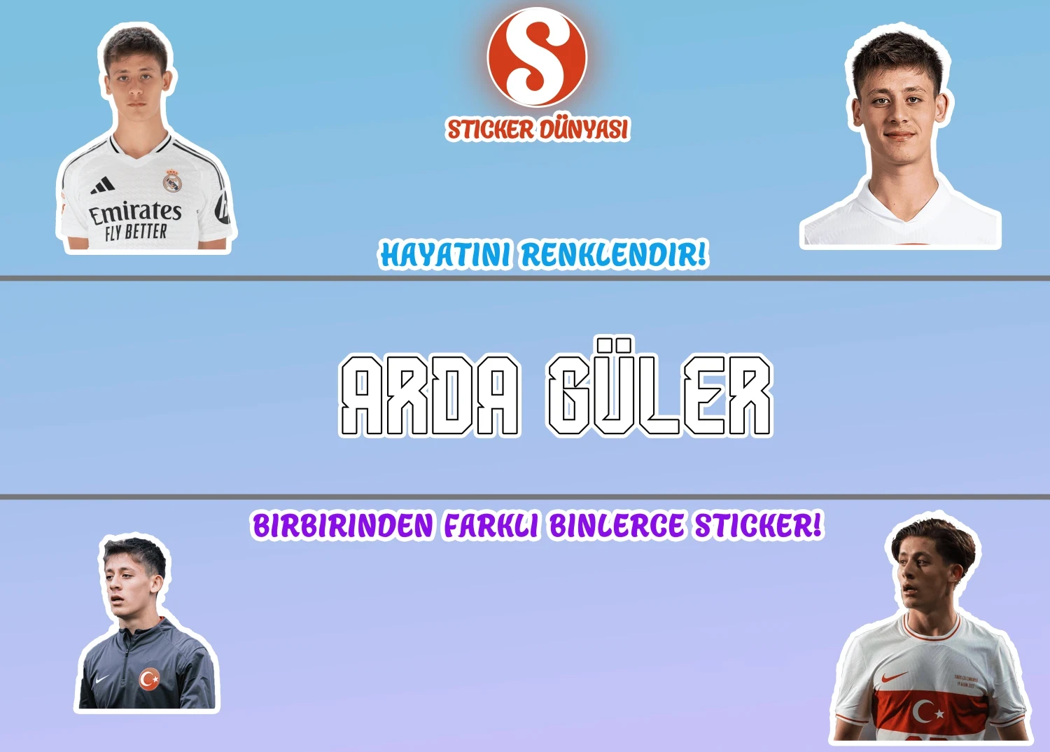 Arda Güler 10 Futbolcu Desen Sticker Koleksiyonu (Arda-Guler1) görsel 2