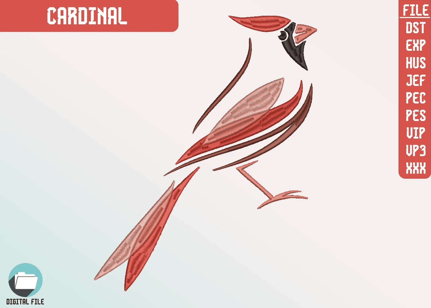 Northern Cardinal Kuş Nakış Tasarımı, Dijital Hayvan Nakışı