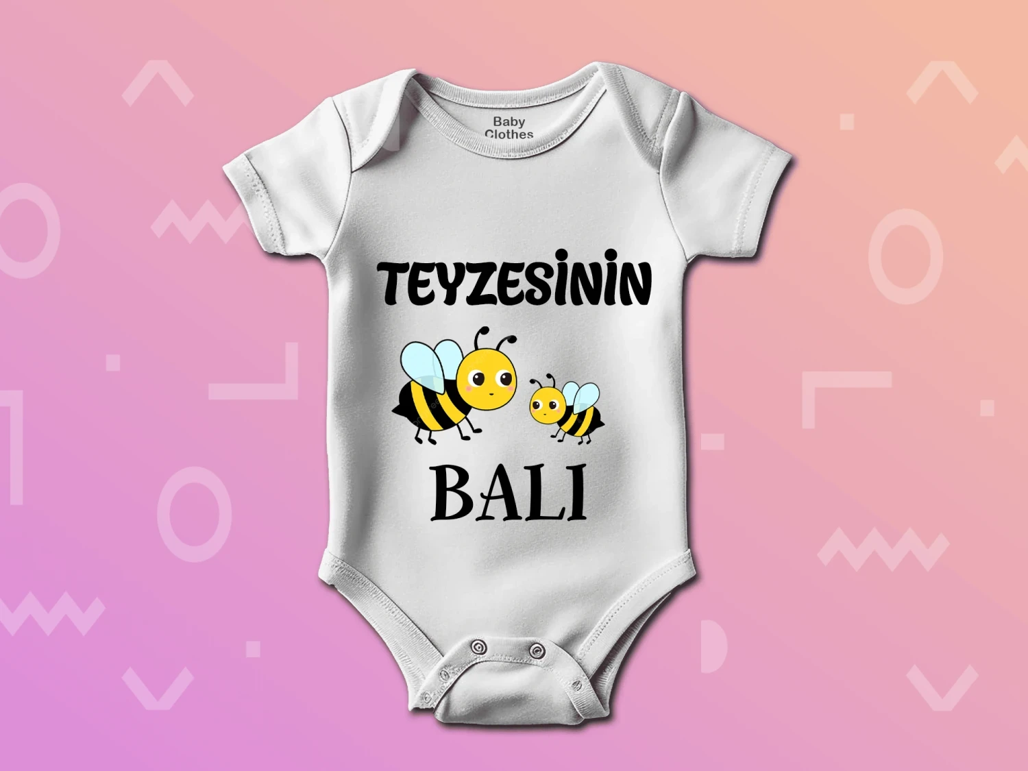 Teyzesinin Balı Tasarımlı Arı Bebek Zıbını %100 Pamuk, Çıtçıtlı Zıbın