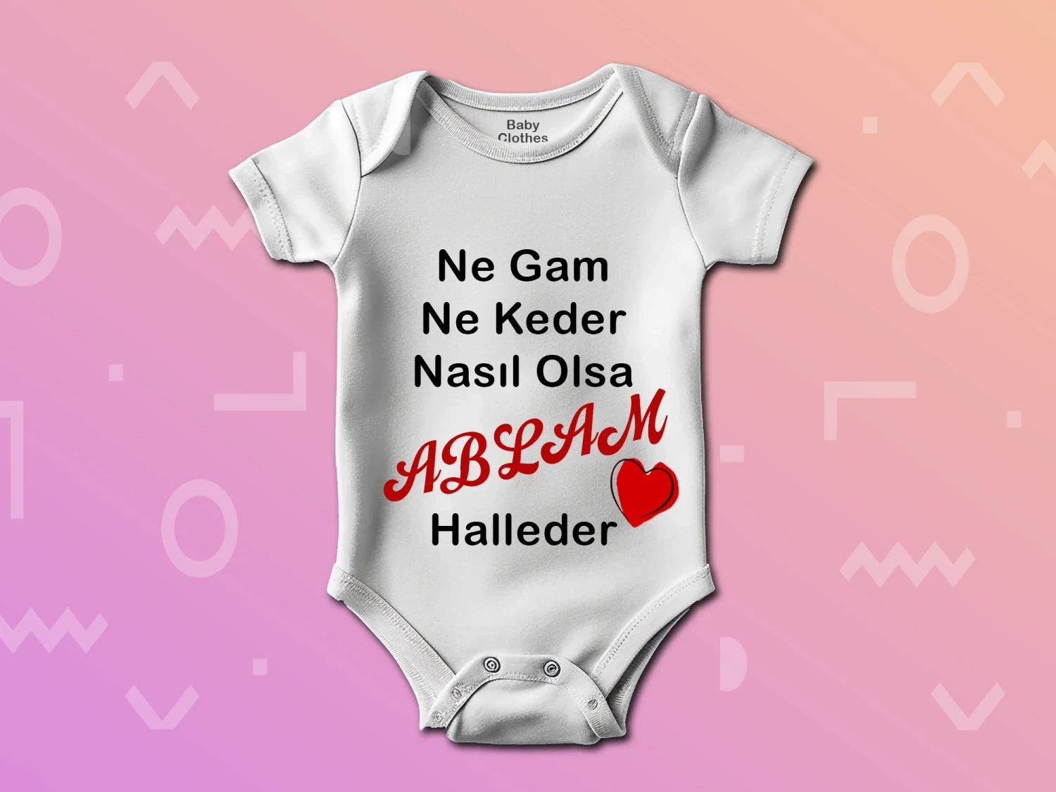 Abla Sevgisi Baskılı Çıtçıtlı Zıbın, %100 Pamuk, Bebek Zıbını