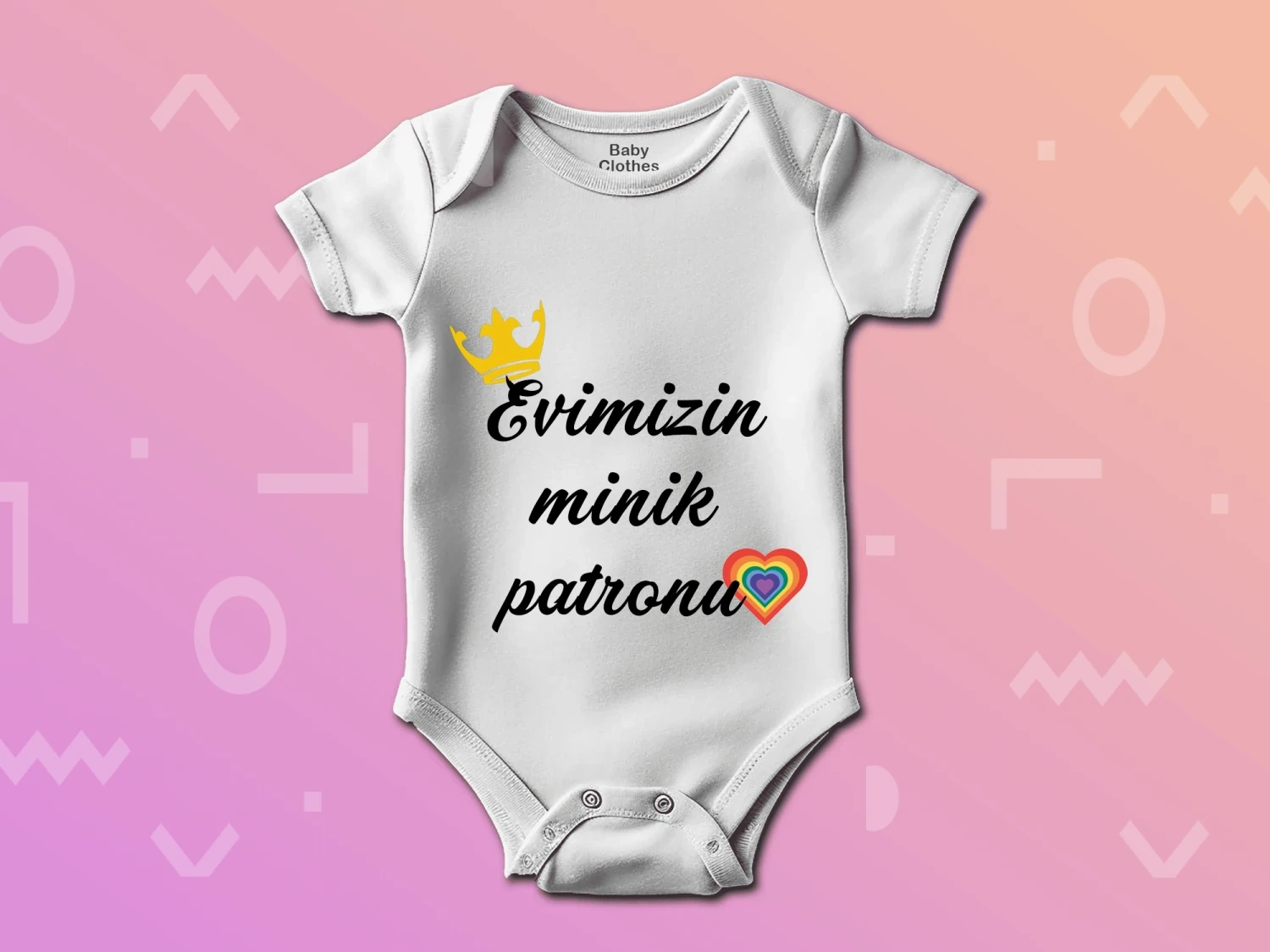 Evimizin Minik Patronu Baskılı Çıtçıtlı Zıbın, %100 Pamuk, Bebek Zıbını