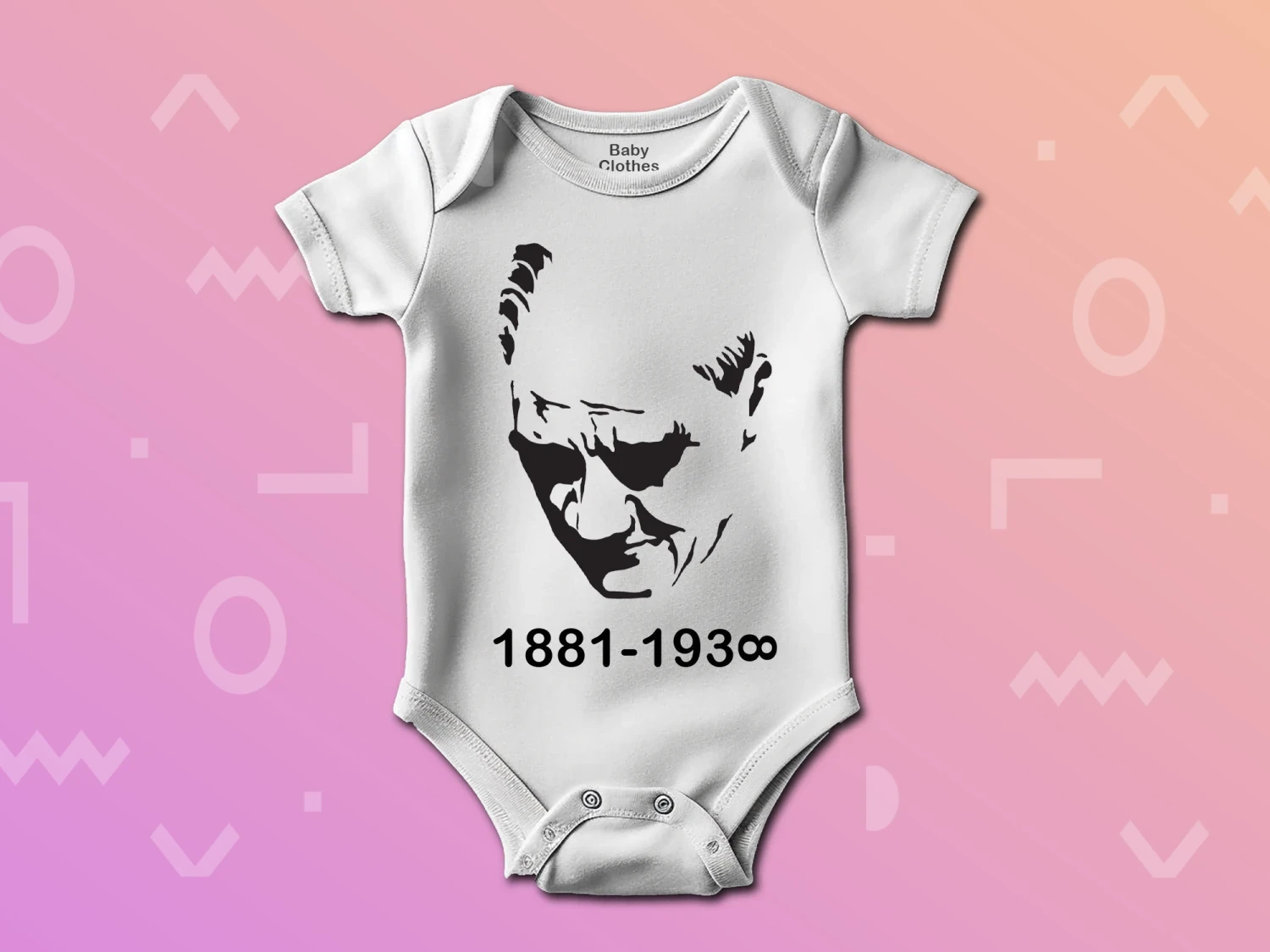 Mustafa Kemal Atatürk 1881-1938 Çıtçıtlı Zıbın, %100 Pamuk, Bebek Zıbını