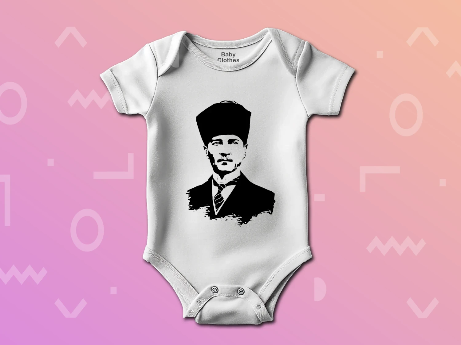 Mustafa Kemal Atatürk Çıtçıtlı Zıbın, %100 Pamuk, Bebek Zıbını