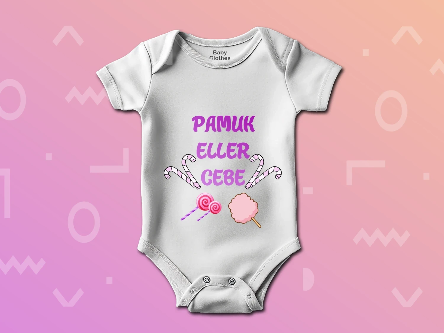 Pamuk Eller Cebe Baskılı Çıtçıtlı Zıbın, %100 Pamuk, Bebek Zıbını