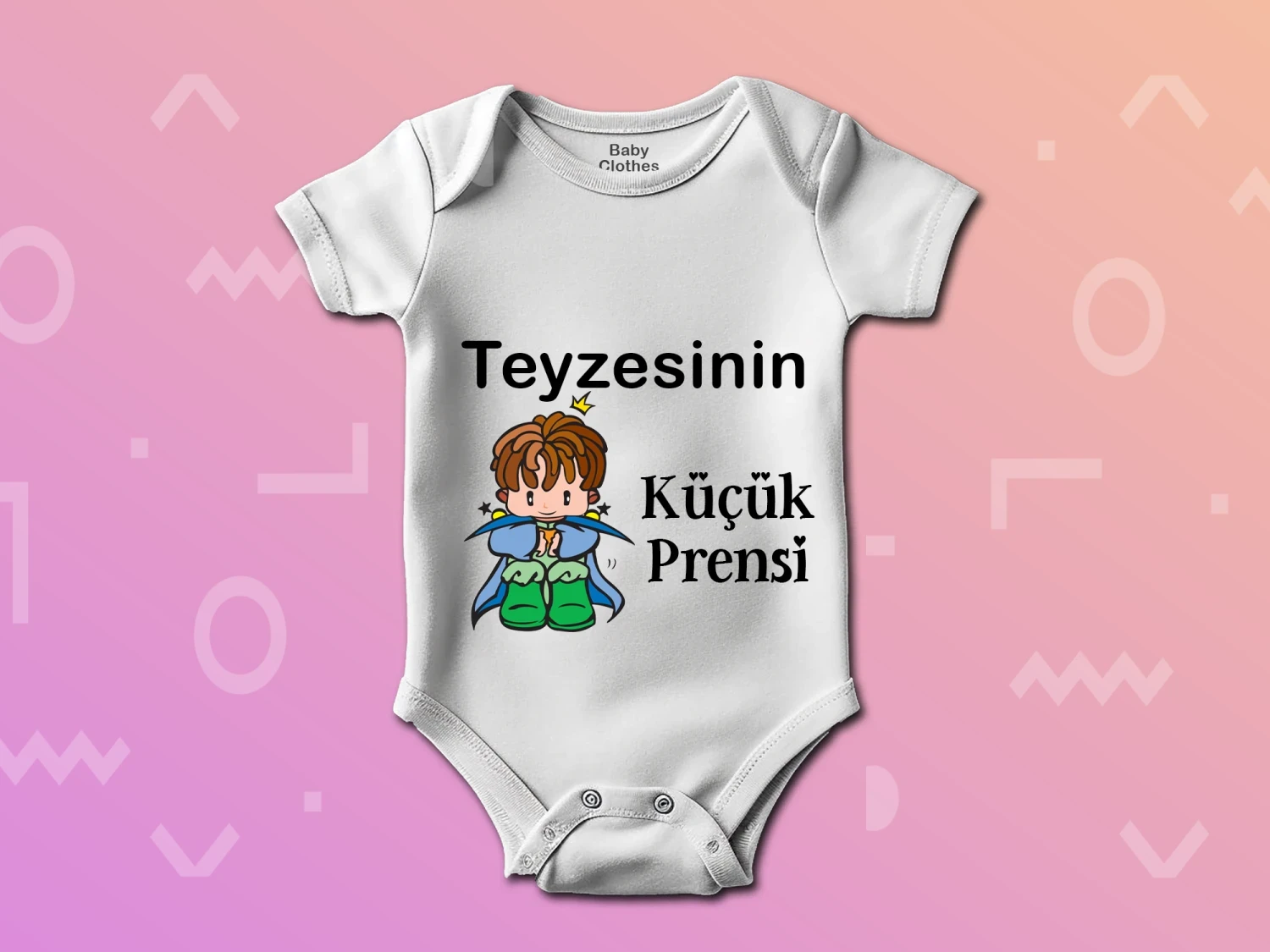 Teyzesinin Küçük Prensi Baskılı Çıtçıtlı Zıbın, %100 Pamuk, Bebek Zıbını