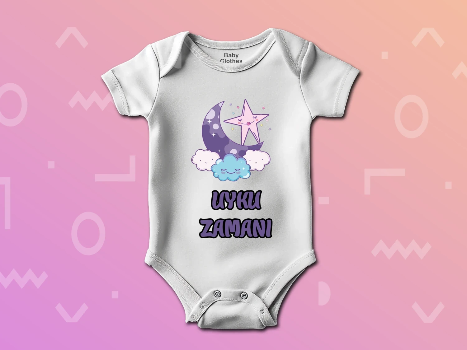 Uyku Zamanı Baskılı Çıtçıtlı Zıbın, %100 Pamuk, Bebek Zıbını