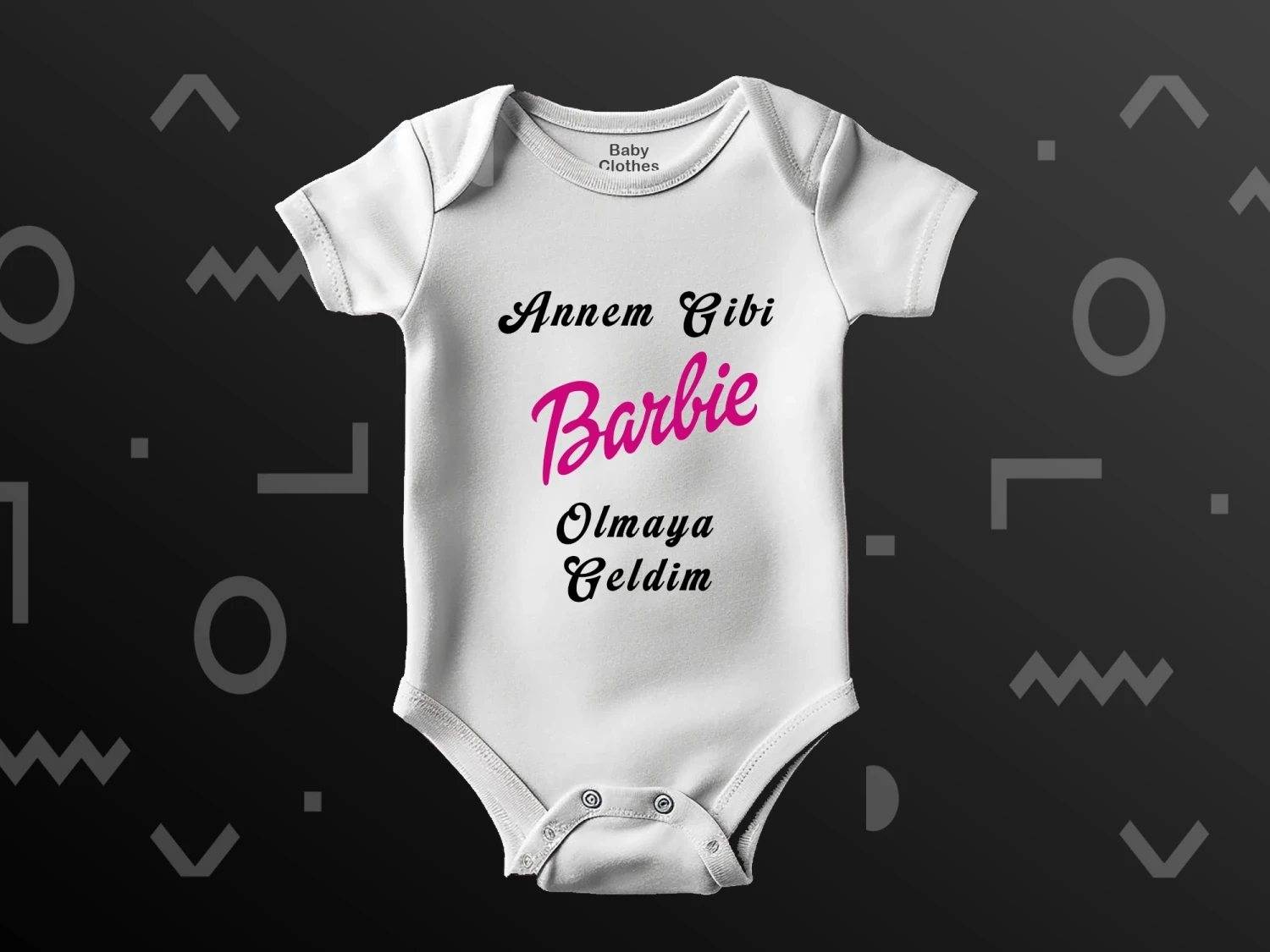 Annem Gibi Barbie Baskılı Çıtçıtlı Zıbın, %100 Pamuk, Bebek Zıbını