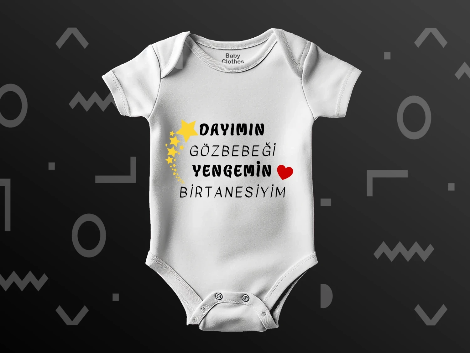 Dayı ve Yenge Sevgisi Baskılı Çıtçıtlı Zıbın, %100 Pamuk, Bebek Zıbını