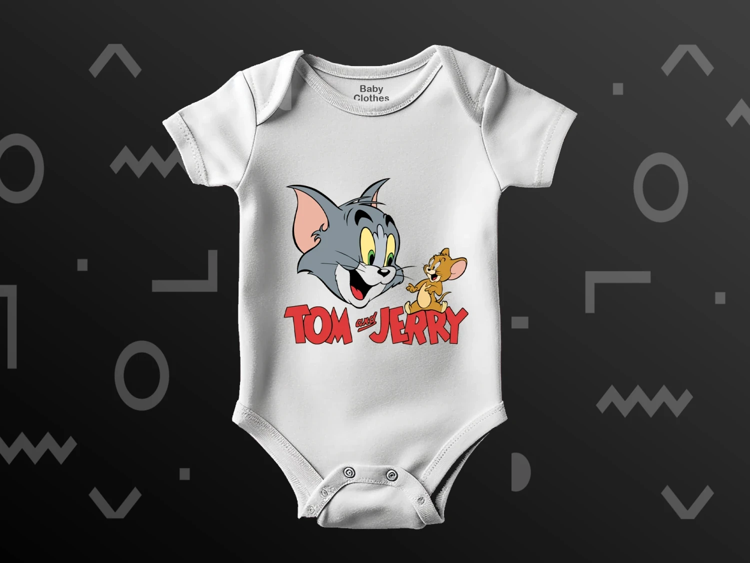 Eğlenceli Tom ve Jerry Baskılı Çıtçıtlı Zıbın, %100 Pamuk, Bebek Zıbını