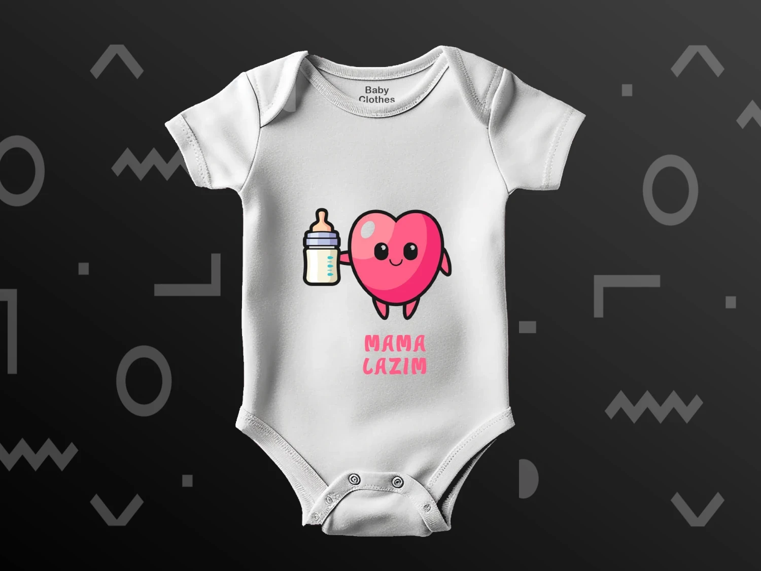 Kalpli Mama Lazım Baskılı Çıtçıtlı Zıbın, %100 Pamuk, Bebek Zıbını