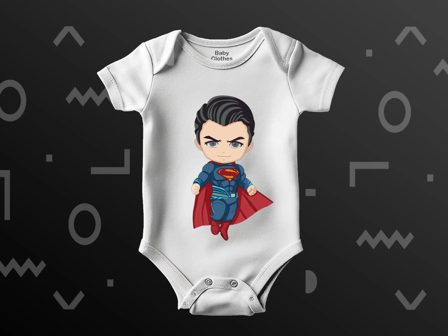 Minik Süperman Baskılı Çıtçıtlı Zıbın, %100 Pamuk, Bebek Zıbını