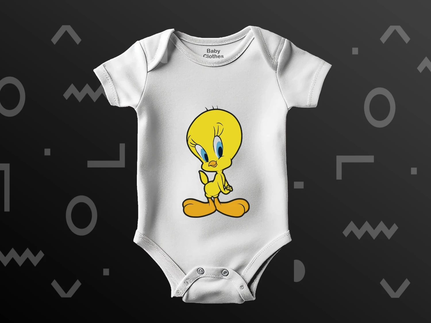 Sevimli Tweety Baskılı Çıtçıtlı Zıbın, %100 Pamuk, Bebek Zıbını