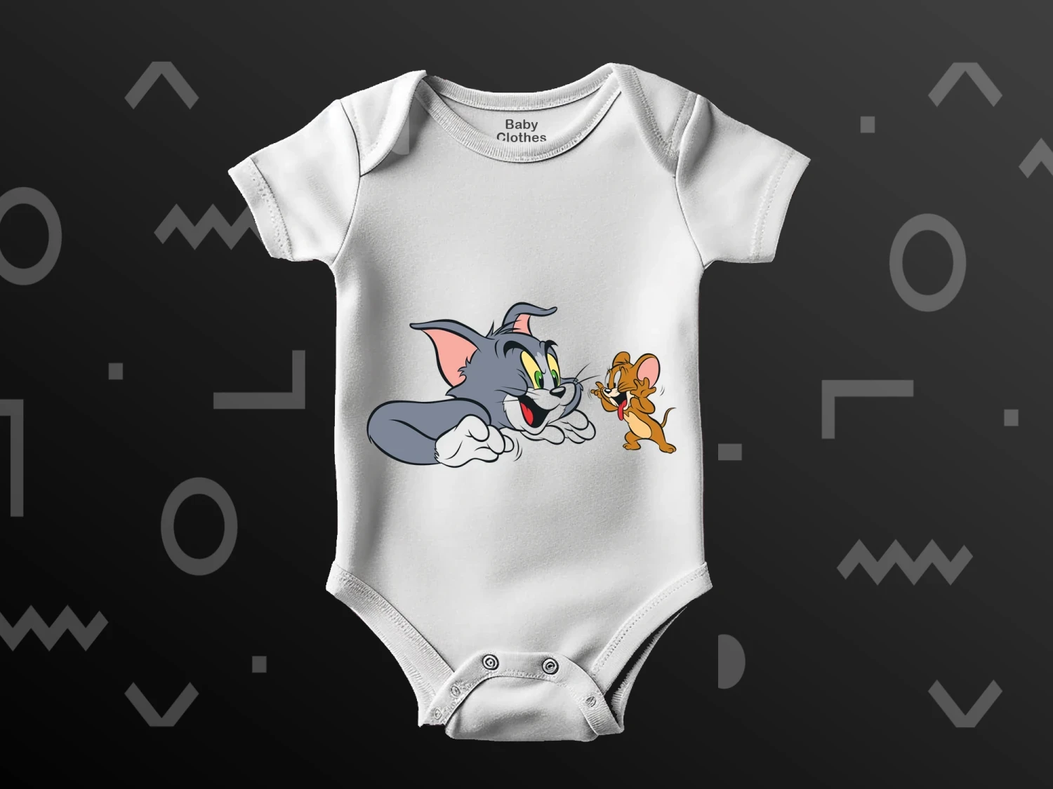 Tom ve Jerry Baskılı Çıtçıtlı Zıbın, %100 Pamuk, Bebek Zıbını