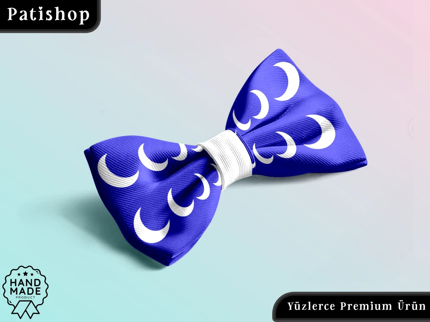 Ay Desenli, Baskılı Ayarlanabilir Lüks Evcil Hayvan Papyonu - Patishop