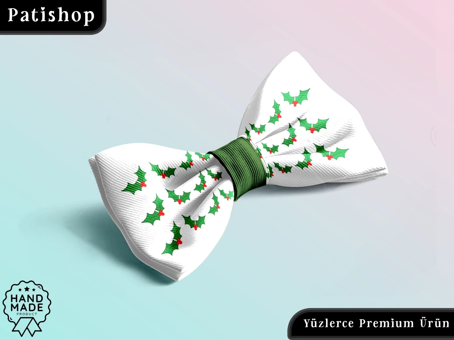 Bitki Desenli, Baskılı Ayarlanabilir Lüks Evcil Hayvan Papyonu - Patishop