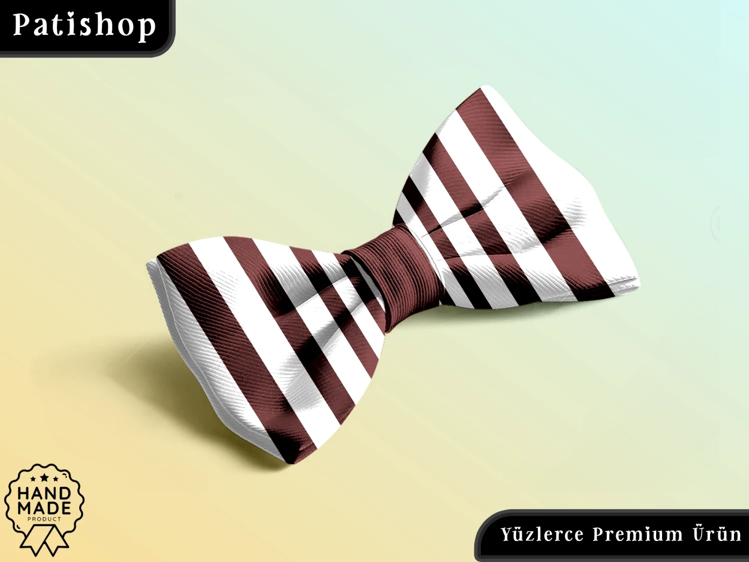Kırmızı Beyaz Çizgi Desenli, Baskılı Ayarlanabilir Lüks Evcil Hayvan Papyonu - Patishop