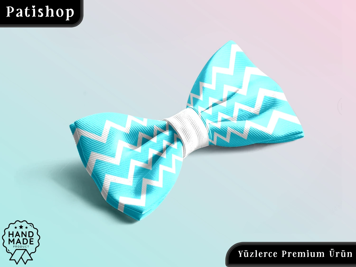 Mavi Zigzag Ayarlanabilir Lüks Evcil Hayvan Papyonu - Patishop
