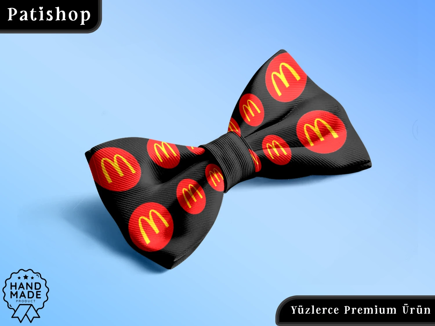 Mc Donalds Logo Baskılı Ayarlanabilir Lüks Evcil Hayvan Papyonu - Patishop