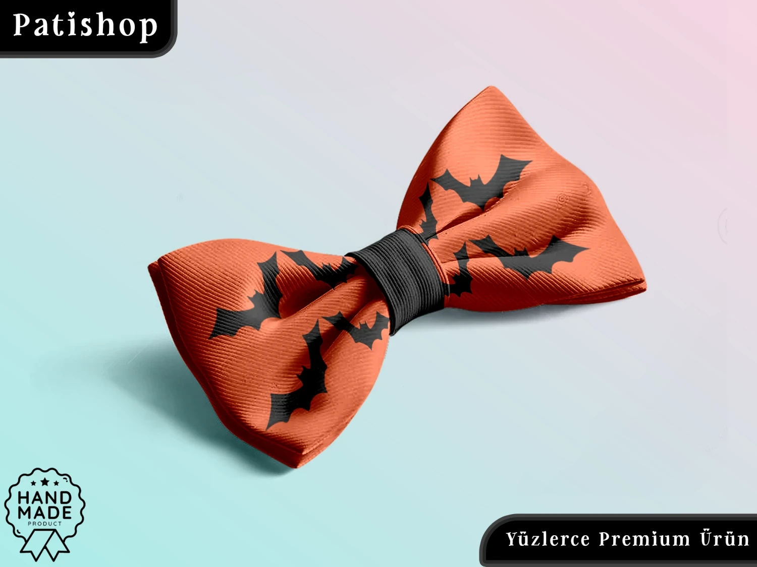 Yarasa Desenli, Baskılı Ayarlanabilir Lüks Evcil Hayvan Papyonu - Patishop