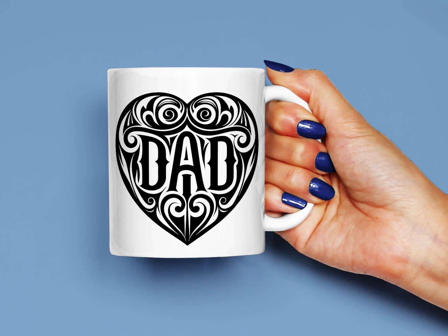 Kalp İçinde Dad Baskılı Kupa, Kaliteli Baskı, Hediyelik Kupa, CupWorld
