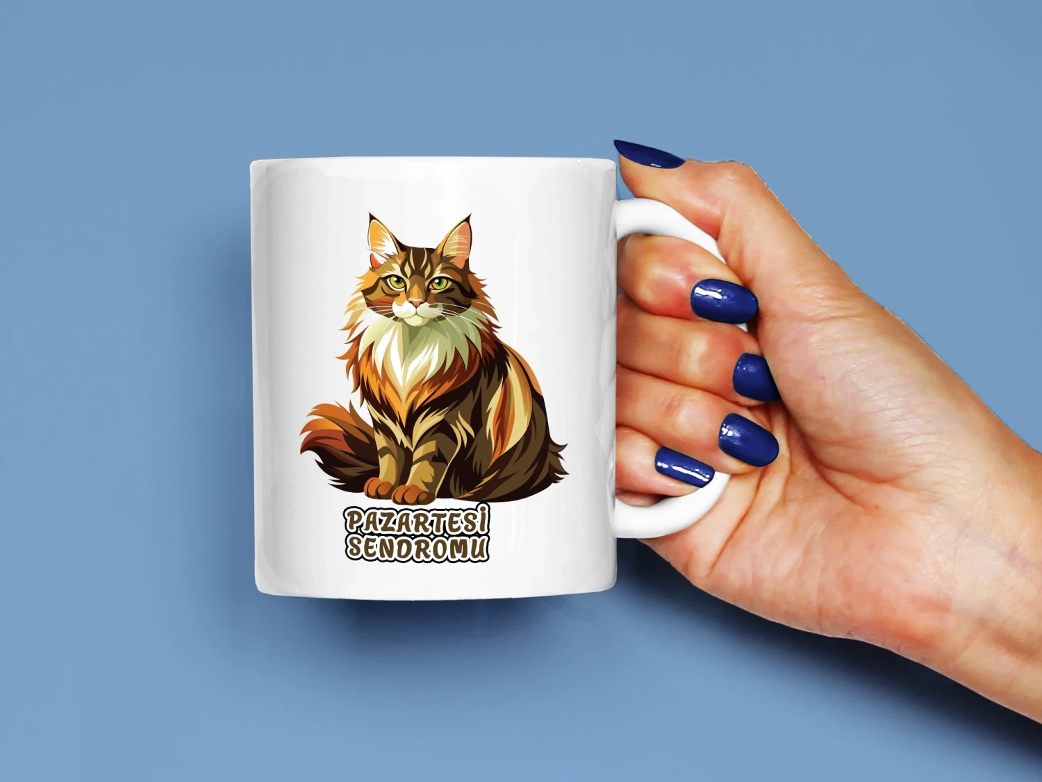 Pazartesi Sendromu Yazılı Kedi Baskılı Kupa, Kaliteli Baskı, Hediyelik Kupa, CupWorld