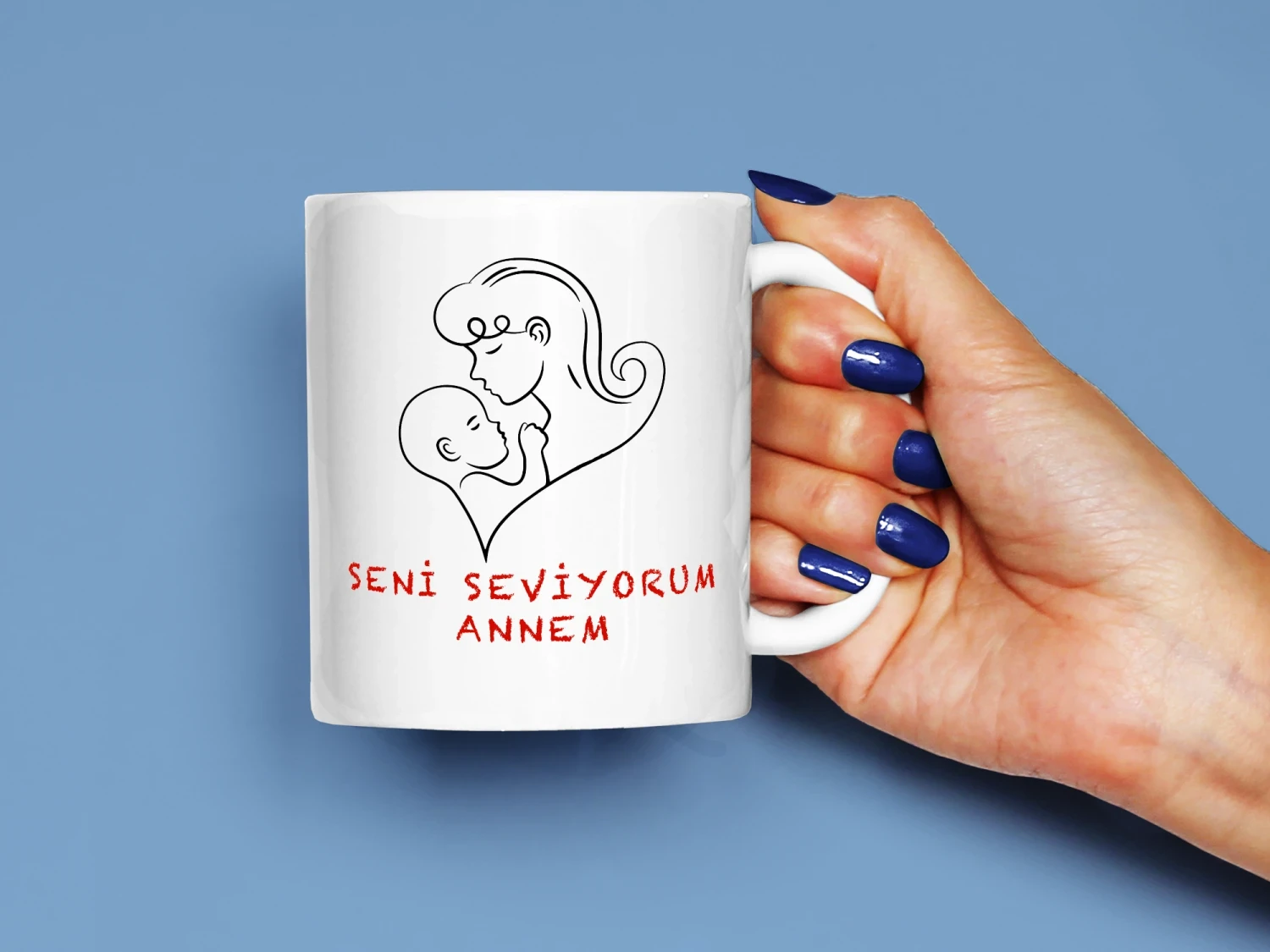 Seni Seviyorum Annem Baskılı Kupa, Kaliteli Baskı, Hediyelik Kupa, CupWorld
